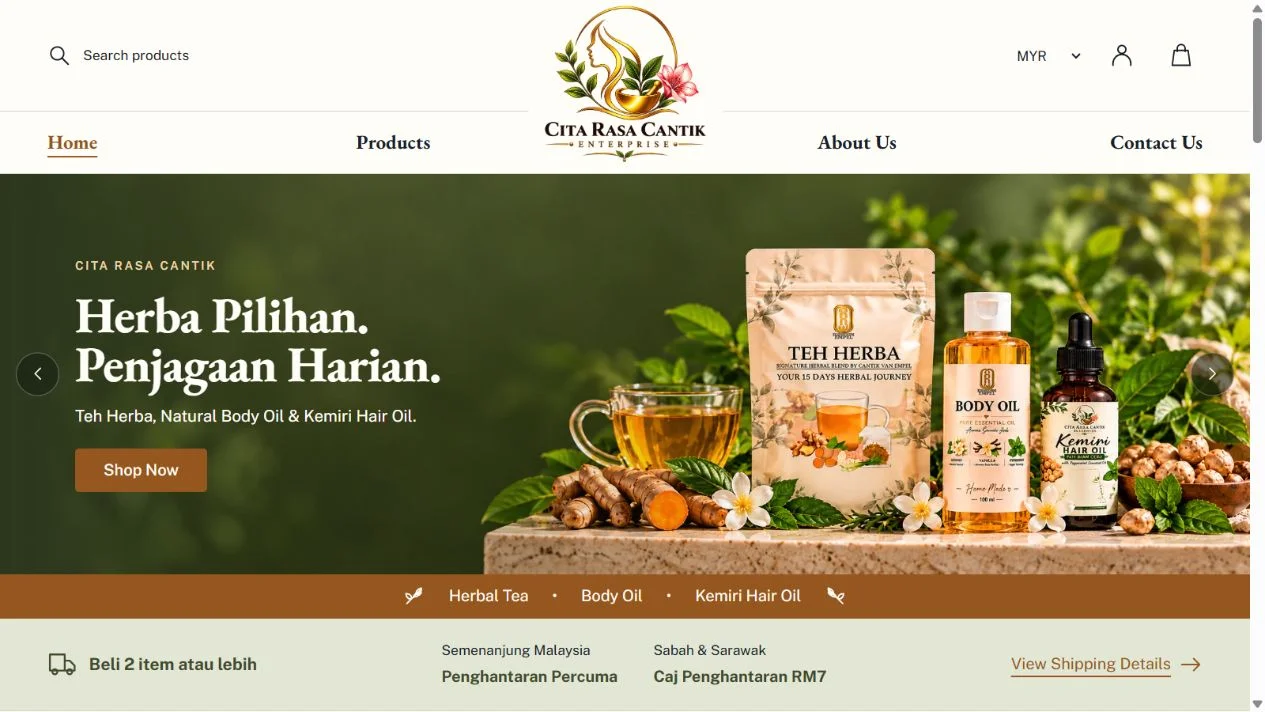 Cita Rasa Cantik interface screenshot