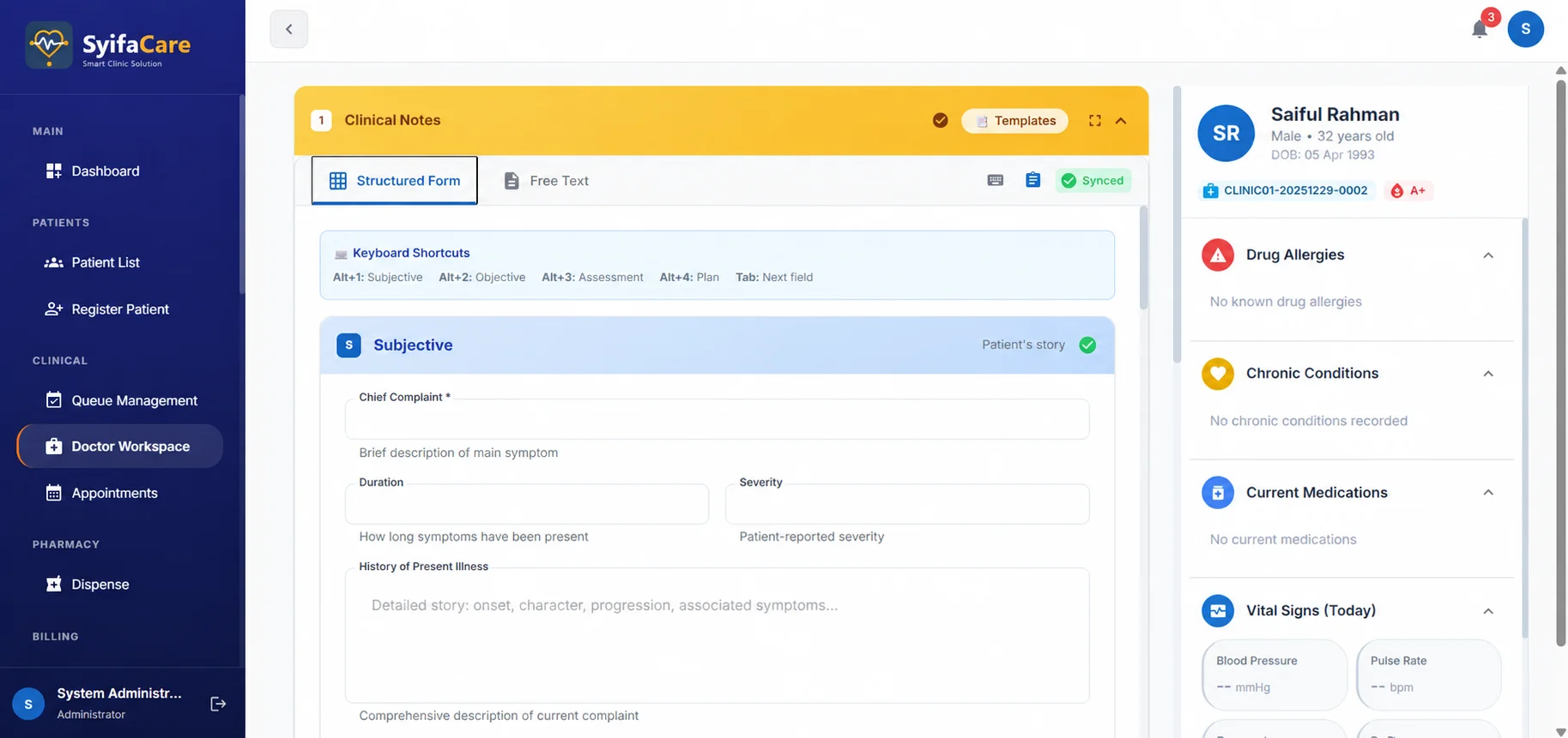SyifaCare interface screenshot